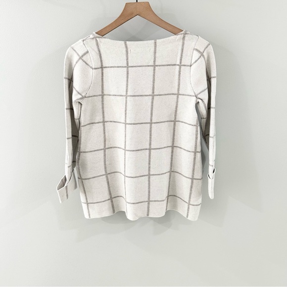 Tahari Windowpane Plaid Sweater Gray Size XS - Picture 6 of 6